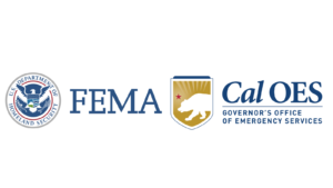 The FEMA logo and the Cal OES logo sit next to each other on a white rectangular background.